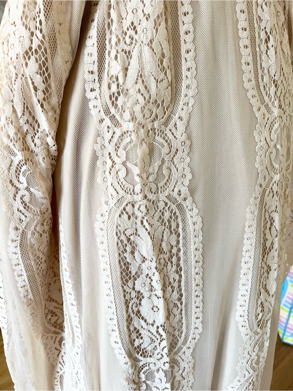 Elegant V-Neck Lace Maxi Dress in Blush - Picture 9 of 10